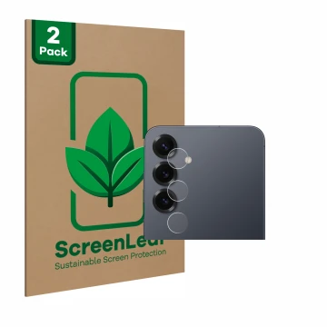 Parte frontale di una confezione del prodotto con il logo del marchio ScreenLeaf. Accanto è raffigurato il dispositivo Samsung