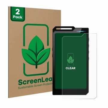 Parte frontale di una confezione del prodotto con il logo del marchio ScreenLeaf. Accanto è raffigurato il dispositivo Hiby R4