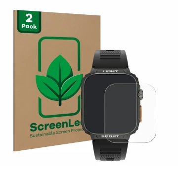 Parte frontale di una confezione del prodotto con il logo del marchio ScreenLeaf. Accanto è raffigurato il dispositivo Bekomiy