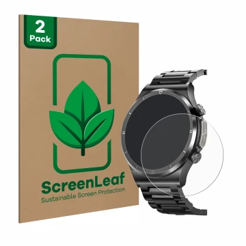 Parte frontale di una confezione del prodotto con il logo del marchio ScreenLeaf. Accanto è raffigurato il dispositivo Banlvs 