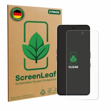 Parte frontale di una confezione del prodotto con il logo del marchio ScreenLeaf. Accanto è raffigurato il dispositivo Nothing