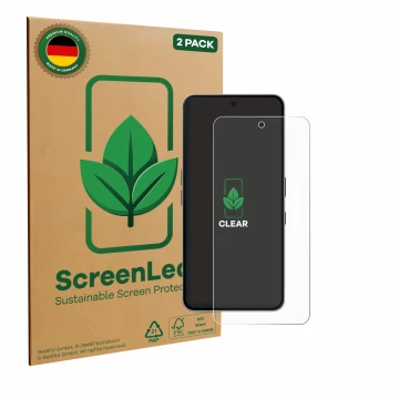 Parte frontale di una confezione del prodotto con il logo del marchio ScreenLeaf. Accanto è raffigurato il dispositivo Nothing