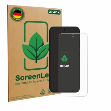 Parte frontale di una confezione del prodotto con il logo del marchio ScreenLeaf. Accanto è raffigurato il dispositivo ZTE Bla