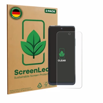 Parte frontale di una confezione del prodotto con il logo del marchio ScreenLeaf. Accanto è raffigurato il dispositivo Thuraya