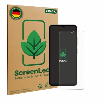 Parte frontale di una confezione del prodotto con il logo del marchio ScreenLeaf. Accanto è raffigurato il dispositivo ZTE Bla