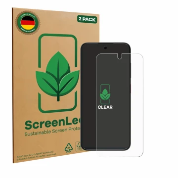 Parte frontale di una confezione del prodotto con il logo del marchio ScreenLeaf. Accanto è raffigurato il dispositivo ZTE Bla