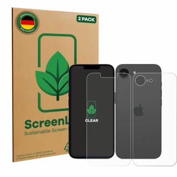 Parte frontale di una confezione del prodotto con il logo del marchio ScreenLeaf. Accanto è raffigurato il dispositivo Apple i