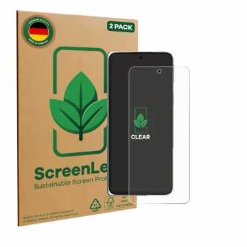 Parte frontale di una confezione del prodotto con il logo del marchio ScreenLeaf. Accanto è raffigurato il dispositivo Oppo Fi