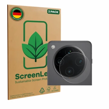 Parte frontale di una confezione del prodotto con il logo del marchio ScreenLeaf. Accanto è raffigurato il dispositivo Oppo Fi