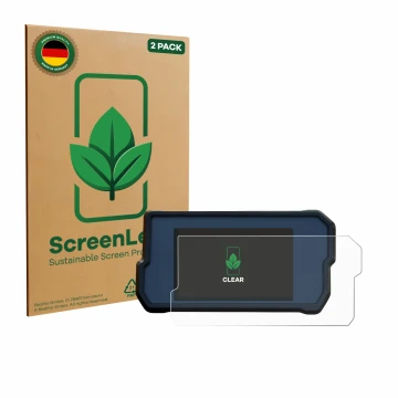 Parte frontale di una confezione del prodotto con il logo del marchio ScreenLeaf. Accanto è raffigurato il dispositivo KTM RC1