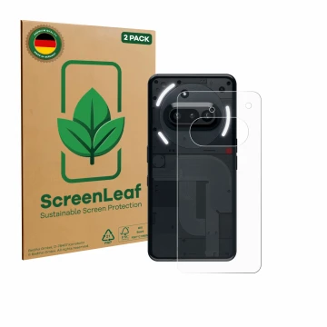 Parte frontale di una confezione del prodotto con il logo del marchio ScreenLeaf. Accanto è raffigurato il dispositivo Nothing