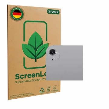 Parte frontale di una confezione del prodotto con il logo del marchio ScreenLeaf. Accanto è raffigurato il dispositivo Apple i