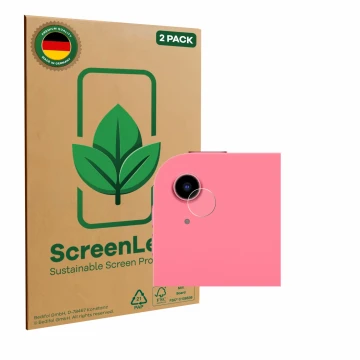 Parte frontale di una confezione del prodotto con il logo del marchio ScreenLeaf. Accanto è raffigurato il dispositivo Apple i