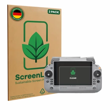 Parte frontale di una confezione del prodotto con il logo del marchio ScreenLeaf. Accanto è raffigurato il dispositivo DJI RC 