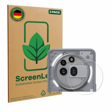 Parte frontale di una confezione del prodotto con il logo del marchio ScreenLeaf. Accanto è raffigurato il dispositivo Nothing