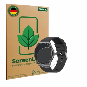 Parte frontale di una confezione del prodotto con il logo del marchio ScreenLeaf. Accanto è raffigurato il dispositivo Knauerm