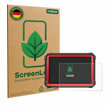 Parte frontale di una confezione del prodotto con il logo del marchio ScreenLeaf. Accanto è raffigurato il dispositivo Launch 