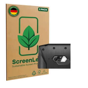 Parte frontale di una confezione del prodotto con il logo del marchio ScreenLeaf. Accanto è raffigurato il dispositivo Crossca