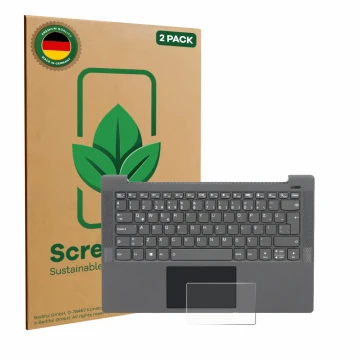 Parte frontale di una confezione del prodotto con il logo del marchio ScreenLeaf. Accanto è raffigurato il dispositivo Lenovo 