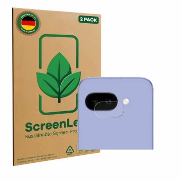 Parte frontale di una confezione del prodotto con il logo del marchio ScreenLeaf. Accanto è raffigurato il dispositivo Google 