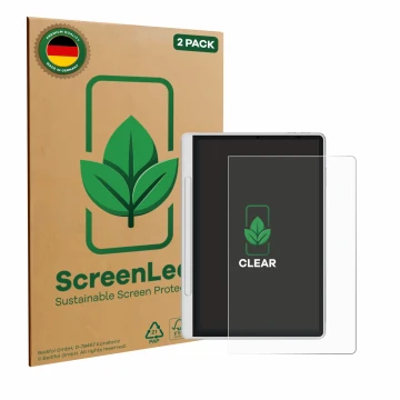 Parte frontale di una confezione del prodotto con il logo del marchio ScreenLeaf. Accanto è raffigurato il dispositivo XP-Pen 