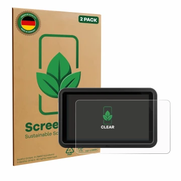 Parte frontale di una confezione del prodotto con il logo del marchio ScreenLeaf. Accanto è raffigurato il dispositivo Atomos 