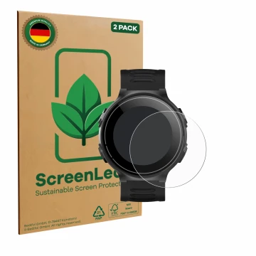 Parte frontale di una confezione del prodotto con il logo del marchio ScreenLeaf. Accanto è raffigurato il dispositivo Kiprun 