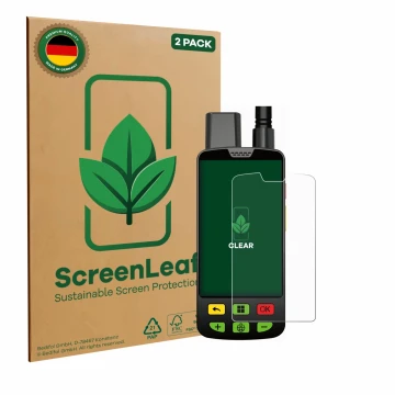 Parte frontale di una confezione del prodotto con il logo del marchio ScreenLeaf. Accanto è raffigurato il dispositivo Aduro L