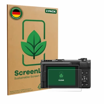 Parte frontale di una confezione del prodotto con il logo del marchio ScreenLeaf. Accanto è raffigurato il dispositivo Canon P