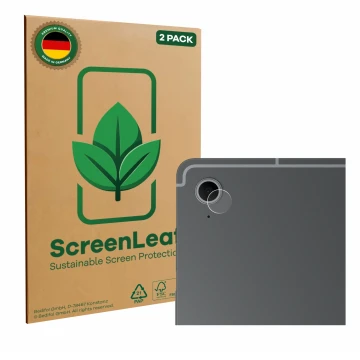 Parte frontale di una confezione del prodotto con il logo del marchio ScreenLeaf. Accanto è raffigurato il dispositivo Samsung