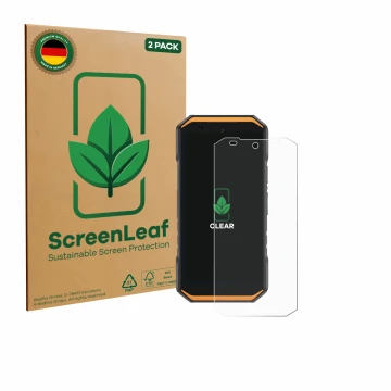 Parte frontale di una confezione del prodotto con il logo del marchio ScreenLeaf. Accanto è raffigurato il dispositivo Ulefone