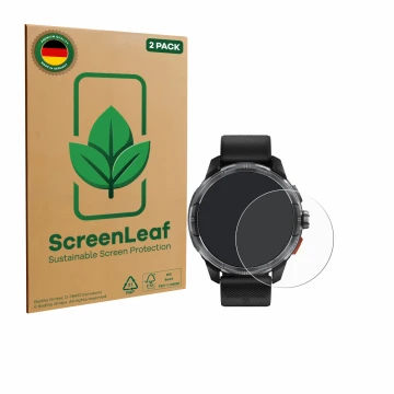 Parte frontale di una confezione del prodotto con il logo del marchio ScreenLeaf. Accanto è raffigurato il dispositivo Haylou 