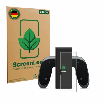 Parte frontale di una confezione del prodotto con il logo del marchio ScreenLeaf. Accanto è raffigurato il dispositivo Nintend