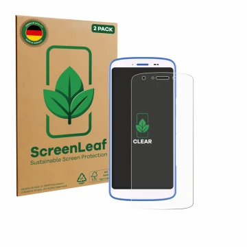 Parte frontale di una confezione del prodotto con il logo del marchio ScreenLeaf. Accanto è raffigurato il dispositivo Zebra H