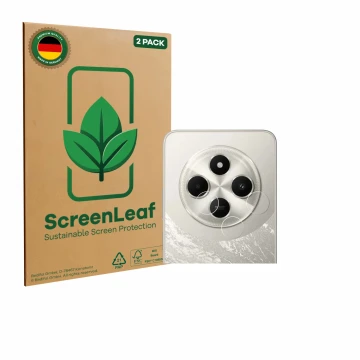 Parte frontale di una confezione del prodotto con il logo del marchio ScreenLeaf. Accanto è raffigurato il dispositivo Xiaomi 