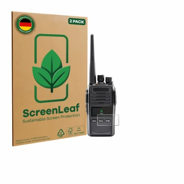 Parte frontale di una confezione del prodotto con il logo del marchio ScreenLeaf. Accanto è raffigurato il dispositivo Midland