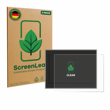 Parte frontale di una confezione del prodotto con il logo del marchio ScreenLeaf. Accanto è raffigurato il dispositivo Jeep Co