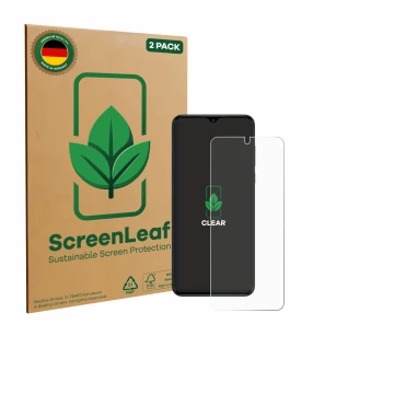 Parte frontale di una confezione del prodotto con il logo del marchio ScreenLeaf. Accanto è raffigurato il dispositivo ZTE Nub