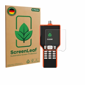 Parte frontale di una confezione del prodotto con il logo del marchio ScreenLeaf. Accanto è raffigurato il dispositivo RigExpe