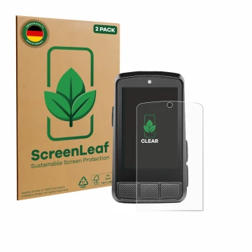 Parte frontale di una confezione del prodotto con il logo del marchio ScreenLeaf. Accanto è raffigurato il dispositivo Wahoo E