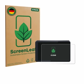 Parte frontale di una confezione del prodotto con il logo del marchio ScreenLeaf. Accanto è raffigurato il dispositivo CARabc 