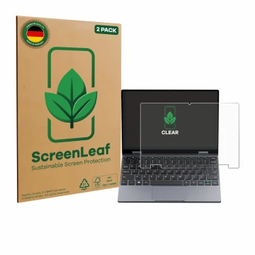 Parte frontale di una confezione del prodotto con il logo del marchio ScreenLeaf. Accanto è raffigurato il dispositivo Chuwi M