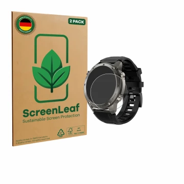 Parte frontale di una confezione del prodotto con il logo del marchio ScreenLeaf. Accanto è raffigurato il dispositivo Knauerm