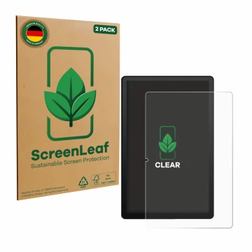 Parte frontale di una confezione del prodotto con il logo del marchio ScreenLeaf. Accanto è raffigurato il dispositivo Whitede