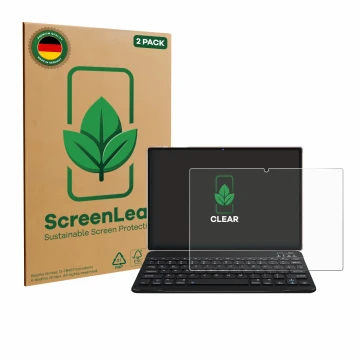 Parte frontale di una confezione del prodotto con il logo del marchio ScreenLeaf. Accanto è raffigurato il dispositivo DEERTiM