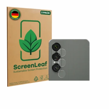 Parte frontale di una confezione del prodotto con il logo del marchio ScreenLeaf. Accanto è raffigurato il dispositivo Sony Xp