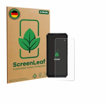 Parte frontale di una confezione del prodotto con il logo del marchio ScreenLeaf. Accanto è raffigurato il dispositivo Ulefone