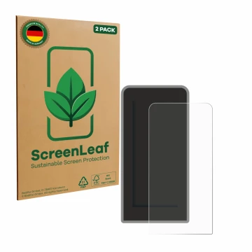 Parte frontale di una confezione del prodotto con il logo del marchio ScreenLeaf. Accanto è raffigurato il dispositivo Tenways