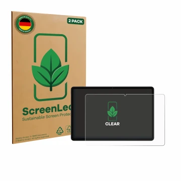 Parte frontale di una confezione del prodotto con il logo del marchio ScreenLeaf. Accanto è raffigurato il dispositivo Xiaomi 