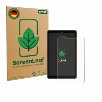 Parte frontale di una confezione del prodotto con il logo del marchio ScreenLeaf. Accanto è raffigurato il dispositivo Ulefone